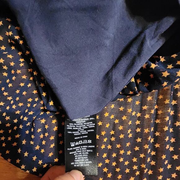 Anthropologie Lucia Navy Star Dot Pleated Dress | US 6 | Feminine Lined Y2K - Picture 12 of 14